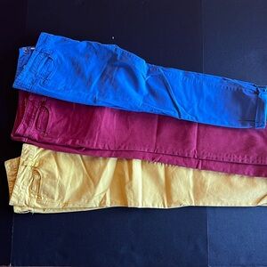 Set of 3 loft modern straight jeans blue, yellow, red